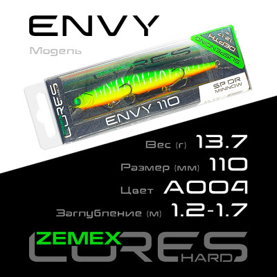 Воблер-минноу Zemex Envy 110SP DR длина 110мм вес 13,7гр цвет #A004