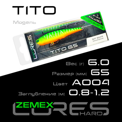 Воблер-минноу Zemex Tito 65SP SMR длина 65мм вес 6гр цвет #A004