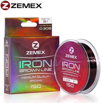 Леска монофильная Zemex Iron Brown Line диаметр 0,37мм размотка 150м коричневая