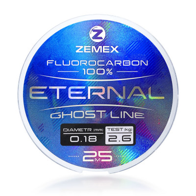 Леска флюорокарбоновая Zemex Eternal 100% Fluorocarbon диаметр 0,50мм размотка 25м прозрачный