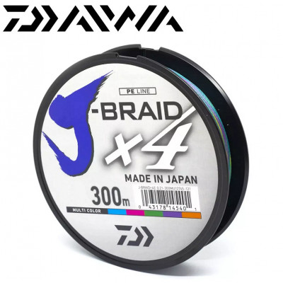 Плетёный шнур Daiwa J-Braid X4E Multicolor размотка 300м разноцветный