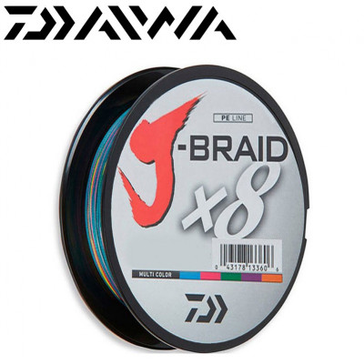 Плетёный шнур Daiwa J-Braid X8 Multicolor #1,5 диаметр 0,18мм размотка 150м