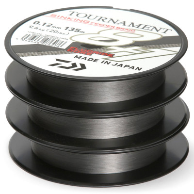 Плетёный шнур Daiwa Tournament Sinking Feeder Braid 8+1 Steel Grey размотка 135м серый