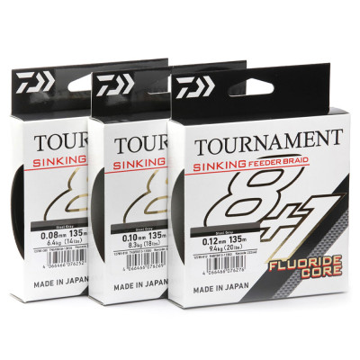 Плетёный шнур Daiwa Tournament Sinking Feeder Braid 8+1 Steel Grey размотка 135м серый
