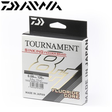 Шнур Daiwa Tournament Sinking Feeder Braid 8+1 Steel Grey диаметр 0,14мм размотка 135м серый Шнур Daiwa Tournament Sinking Feeder Braid 8+1 Steel Grey диаметр 0,14мм размотка 135м серый