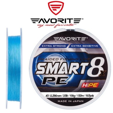 Шнур Favorite Smart PE 8x #0,5 диаметр 0,117мм размотка 150м голубой Шнур Favorite Smart PE 8x #0,5 диаметр 0,117мм размотка 150м голубой