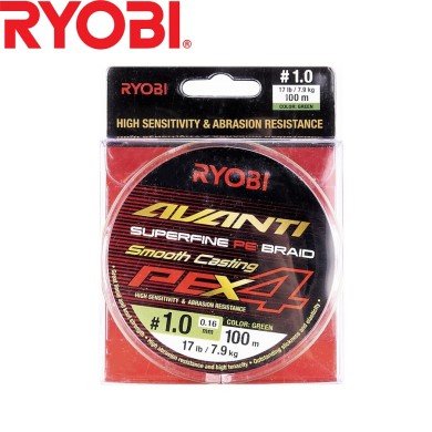 Шнур Ryobi Avanti X4 GR #1,0 диаметр 0,16мм размотка 100м зелёный