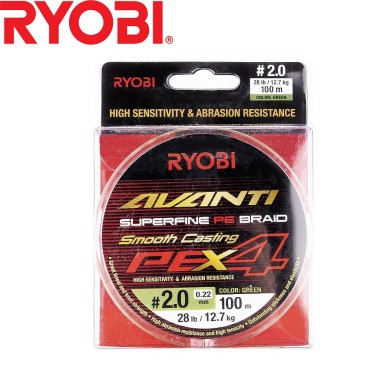 Шнур Ryobi Avanti X4 GR #2,0 диаметр 0,22мм размотка 100м зелёный Шнур Ryobi Avanti X4 GR #2,0 диаметр 0,22мм размотка 100м зелёный