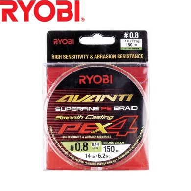 Шнур Ryobi Avanti X4 GR #0,8 диаметр 0.14мм размотка 150м зелёный