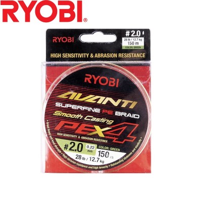 Шнур Ryobi Avanti X4 GR #2,0 диаметр 0,22мм размотка 150м зелёный Шнур Ryobi Avanti X4 GR #2,0 диаметр 0,22мм размотка 150м зелёный