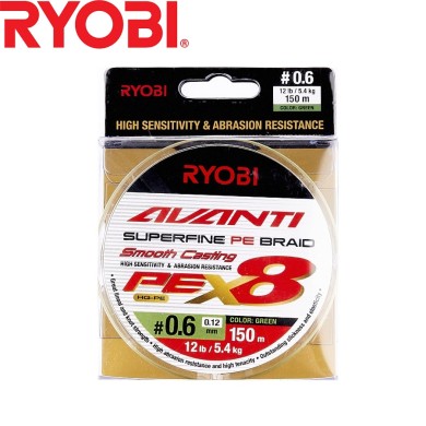 Шнур Ryobi Avanti X8 GR #0,6 диаметр 0,12мм размотка 150м зелёный