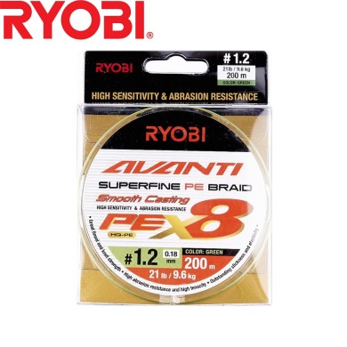 Шнур Ryobi Avanti X8 GR #1,2 диаметр 0,18мм размотка 200м зелёный