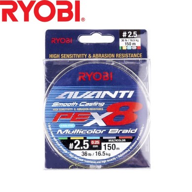 Шнур Ryobi Avanti X8 MC #2,5 диаметр 0,25мм размотка 150м разноцветный