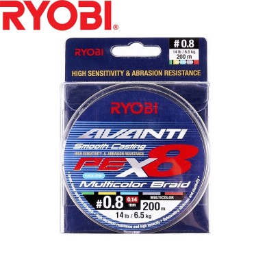 Шнур Ryobi Avanti X8 MC #0,8 диаметр 0,14мм размотка 200м разноцветный
