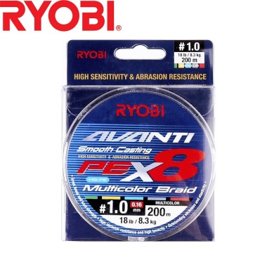Шнур Ryobi Avanti X8 MC #1,0 диаметр 0,16мм размотка 200м разноцветный