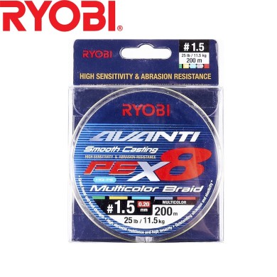 Шнур Ryobi Avanti X8 MC #1,5 диаметр 0,20мм размотка 200м разноцветный Шнур Ryobi Avanti X8 MC #1,5 диаметр 0,20мм размотка 200м разноцветный