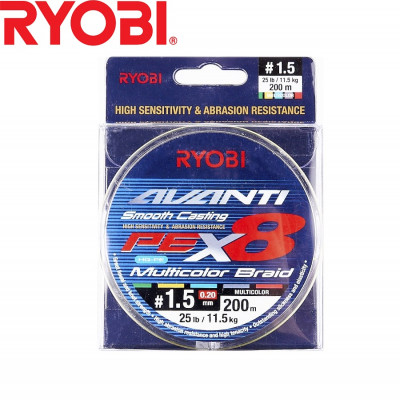 Восьмижильный шнур Ryobi Avanti X8 MC #1,5 диаметр 0,20мм размотка 200м разноцветный