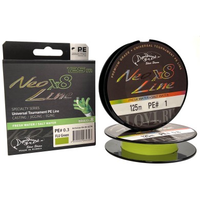 Шнур Серебряный Ручей Neo Line x8 Fluo Green NEL-10 диаметр 0,10мм размотка 125м