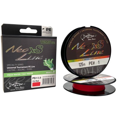 Шнур Серебряный Ручей Neo Line x8 Fluo Red NEL-12 диаметр 0,12мм размотка 125м Шнур Серебряный Ручей Neo Line x8 Fluo Red NEL-12 диаметр 0,12мм размотка 125м