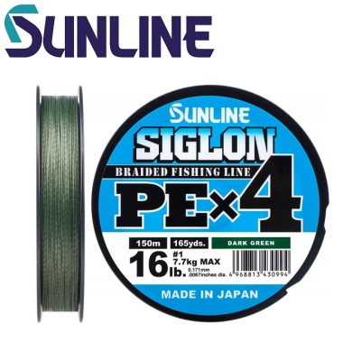 Шнур Sunline Siglon PE x4 Dark-Green #1,2 диаметр 0,187мм размотка 300м Шнур Sunline Siglon PE x4 Dark-Green #1,2 диаметр 0,187мм размотка 300м