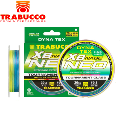 Шнур Trabucco Dyna-Tex X8 Neo Nage Surf ML #0,4 диаметр 0,104мм размотка 250м Шнур Trabucco Dyna-Tex X8 Neo Nage Surf ML #0,4 диаметр 0,104мм размотка 250м