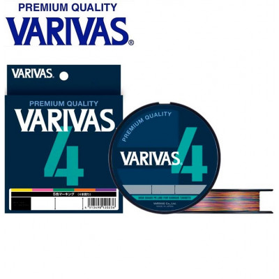 Шнур четырёхжильный Varivas PE Line X4 Multicolor #1,2 диаметр 0,185мм размотка 150м разноцветный