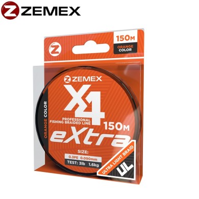 Шнур Zemex Extra X4 #0,6 диаметр 0,128мм размотка 150м оранжевый Шнур Zemex Extra X4 #0,6 диаметр 0,128мм размотка 150м оранжевый