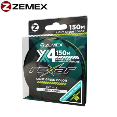 Шнур Zemex Rexar X4 диаметр 0,34мм размотка 150м светло-зелёный Шнур Zemex Rexar X4 диаметр 0,34мм размотка 150м светло-зелёный