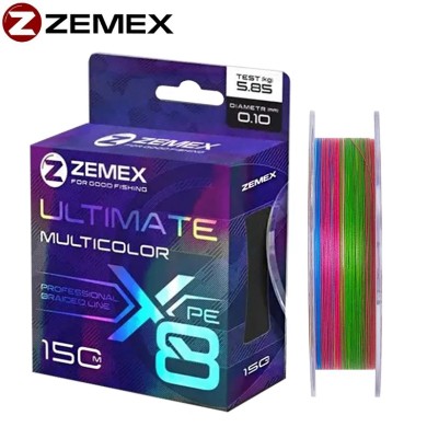 Шнур Zemex Ultimate X8 #0,6 диаметр 0,12мм размотка 150м разноцветный Шнур Zemex Ultimate X8 #0,6 диаметр 0,12мм размотка 150м разноцветный