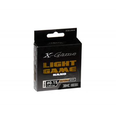 Восьмижильный шнур Azura X-Game Light Game Nano X8 PE White #0,2 диаметр 0,074мм размотка 150м белый