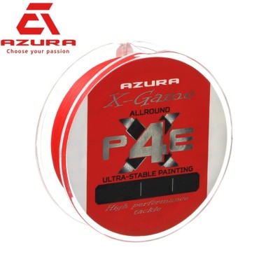 Шнур Azura X-Game PE X4 Fiery Red #1,5 диаметр 0,205мм размотка 150м красный Шнур Azura X-Game PE X4 Fiery Red #1,5 диаметр 0,205мм размотка 150м красный