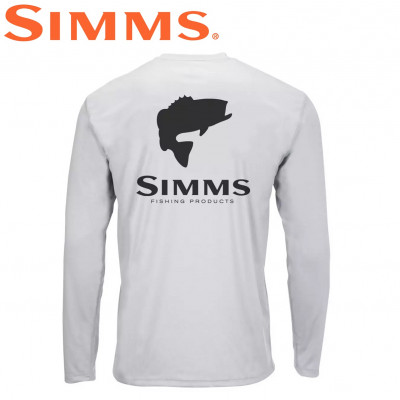 Реглан с силуэтом рыбы Simms  Solar-Tech Tee Bass Logo Sterling