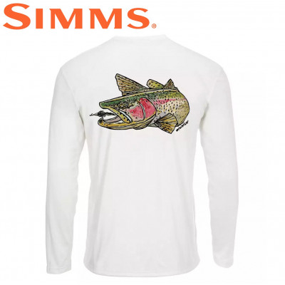 Реглан с силуэтом рыбы Simms Solar-Tech Tee Rainbow Trout White