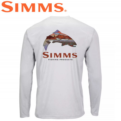 Реглан с силуэтом рыбы Simms Solar-Tech Tee Simms Troutscape Sterling