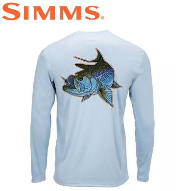 Реглан Simms Solar-Tech Tee Tarpon Turn Steel Blue