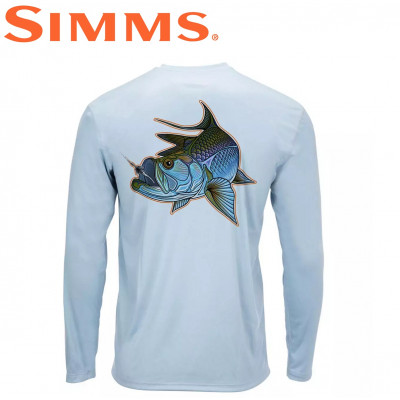 Реглан с силуэтом рыбы Simms Solar-Tech Tee Tarpon Turn Steel Blue