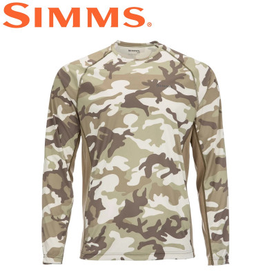 Реглан Simms SolarFlex Crewneck Prints Woodland Camo Sandbar