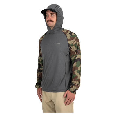 Худи Simms SolarFlex Hoody Woodland Camo/Carbon Heather