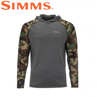 Худи Simms SolarFlex Hoody Woodland Camo/Carbon Heather