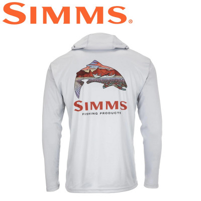 Худи Simms Tech Hoody - Artist Series Trout Logo Flame/Sterling