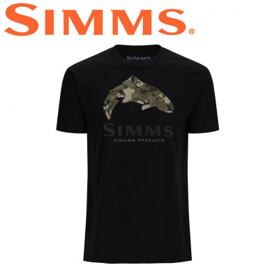  Футболка с коротким рукавом Simms Trout Regiment Camo Fill T-Shirt Black