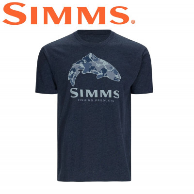  Футболка с коротким рукавом Simms Trout Regiment Camo Fill T-Shirt Navy Heather