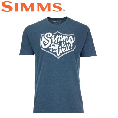 Футболка Simms Fish It Well Badge T-Shirt Sailor Blue Heather Футболка Simms Fish It Well Badge T-Shirt Sailor Blue Heather