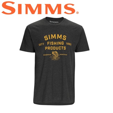 Футболка Simms Stacked Logo Bass T-Shirt Charcoal Heather Футболка Simms Stacked Logo Bass T-Shirt Charcoal Heather