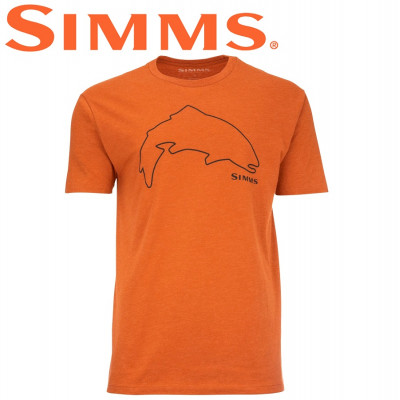  Футболка с коротким рукавом Simms Trout Outline T-Shirt Charcoal Heather