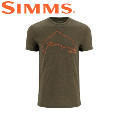  Футболка с коротким рукавом Simms Trout Outline T-Shirt Loden Heather