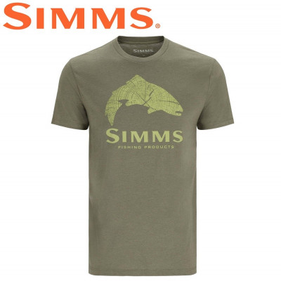  Футболка с коротким рукавом Simms Wood Trout Fill T-Shirt Military Heather Neon