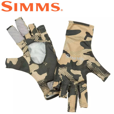 Перчатки спиннинговые Simms BugStopper Sunglove Hex Flo Camo Timber