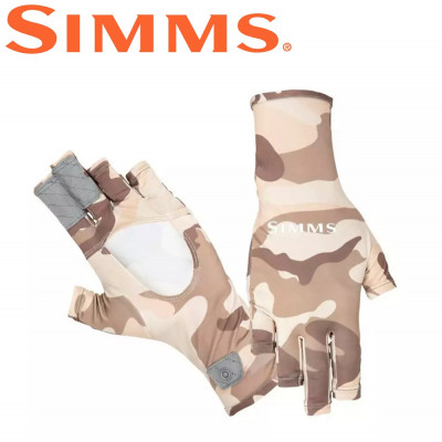 Перчатки спиннинговые Simms BugStopper Sunglove Hex Flo Camo Sandbar