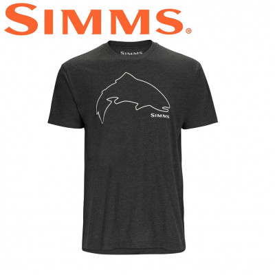  Футболка с коротким рукавом Simms Trout Outline T-Shirt Charcoal Heather